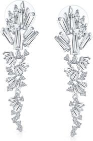BLING JEWELRY CZ Baguette Waterfall Earrings