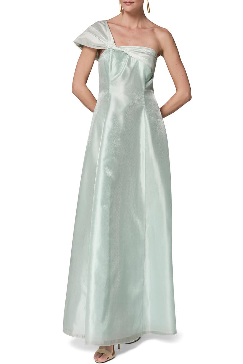 Asymmetric Satin Gown, Alternate, color, SKYLIGHT