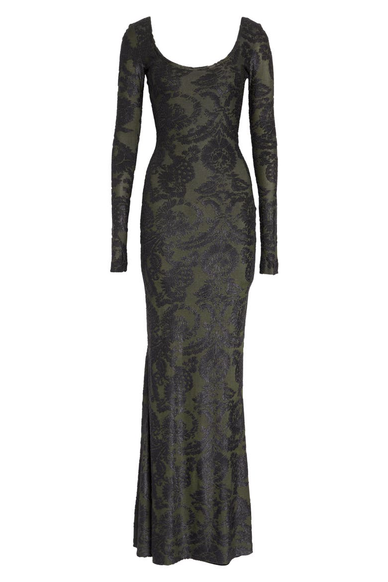 Chenille Jacquard Knit Trumpet Dress, Alternate, color, DEEP GREY