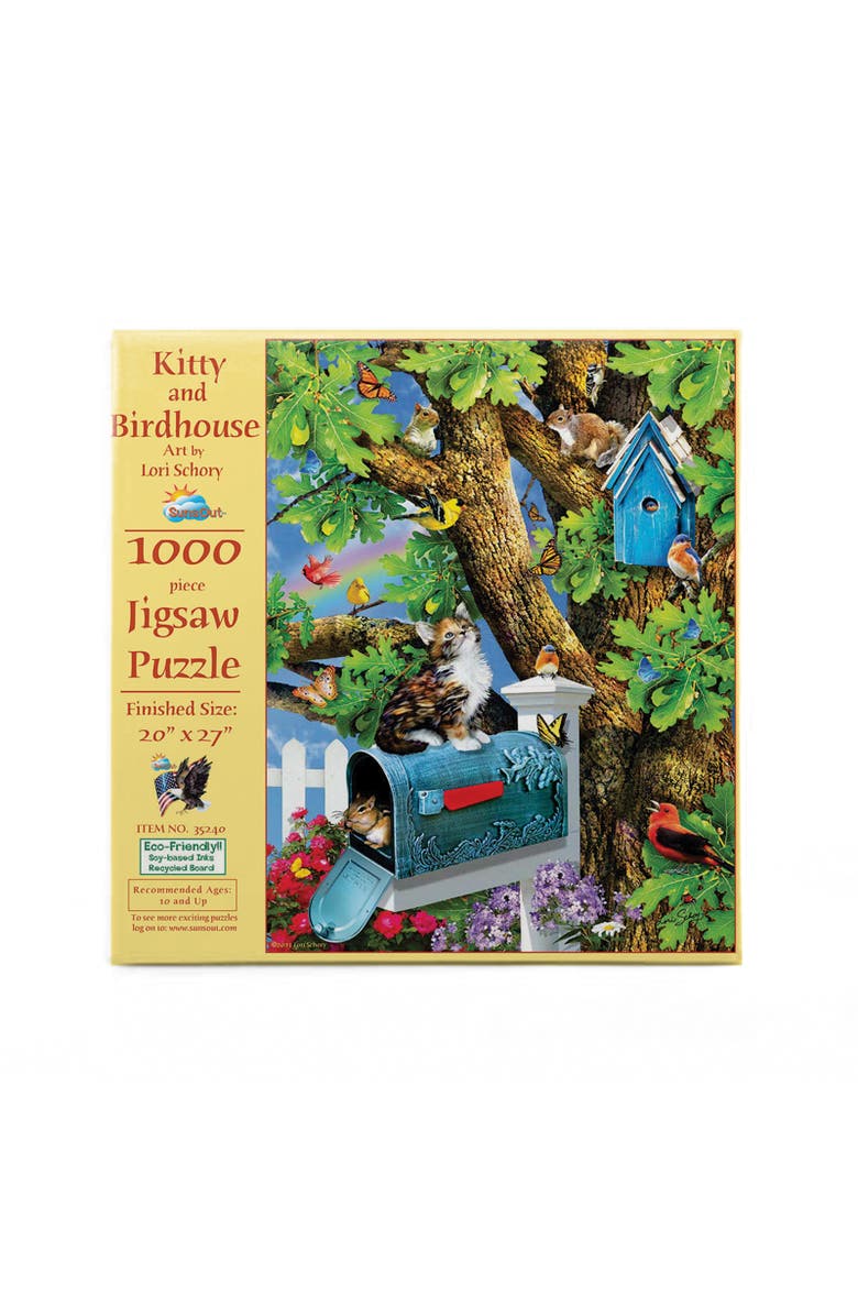 Sunsout Kitty and Birdhouse 1000 piece Jigsaw Puzzle for Adults, Alternate, color, Multicolor