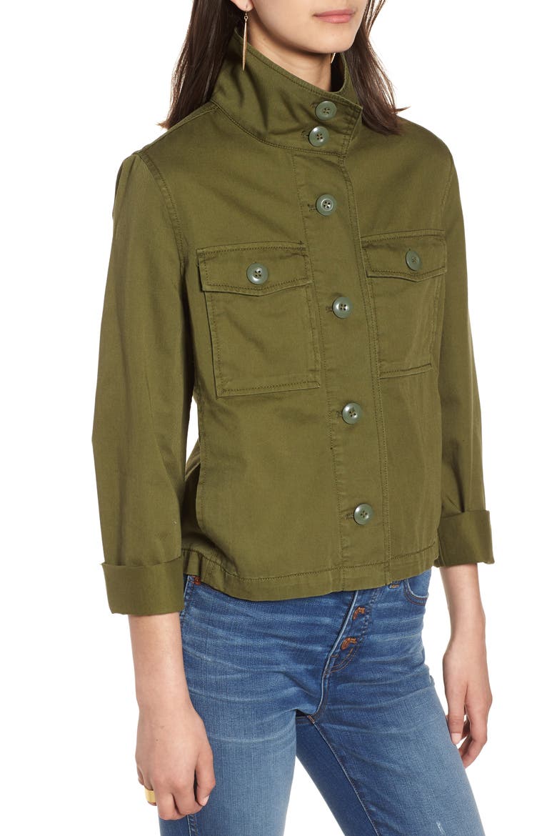 Crop Anorak Jacket, Alternate, color, DESERT OLIVE