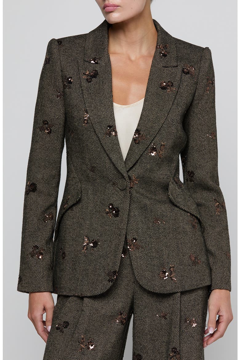 Chamberlain Sequin Floral Blazer, Main, color, BEIGE/BLACK GOLD FLOWER SEQUIN
