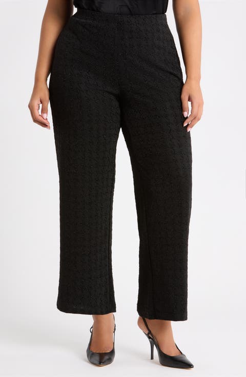 Metallic Pull-On Wide Leg Pants