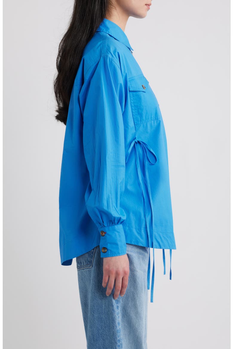 Lux Asymmetrical Organic Cotton Shirt, Alternate, color, BLUE