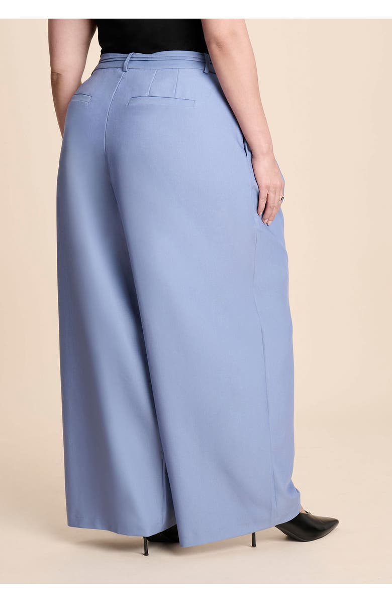 ELOQUII Pleat Detail Trouser With Long Belt, Alternate, color, Dusty Blue