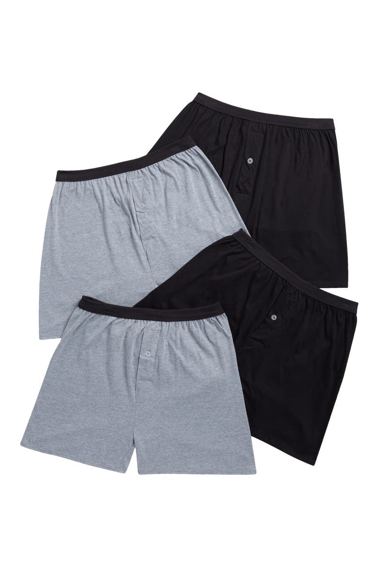 4-Pack Assorted Knit Boxers, Main, color, BLACK-GREY