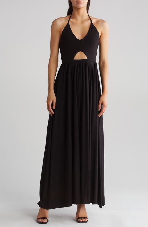 Halter Neck Keyhole Maxi Dress