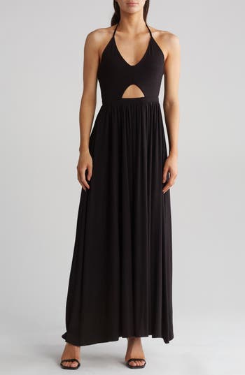 Go Couture Halter Neck Keyhole Maxi Dress
