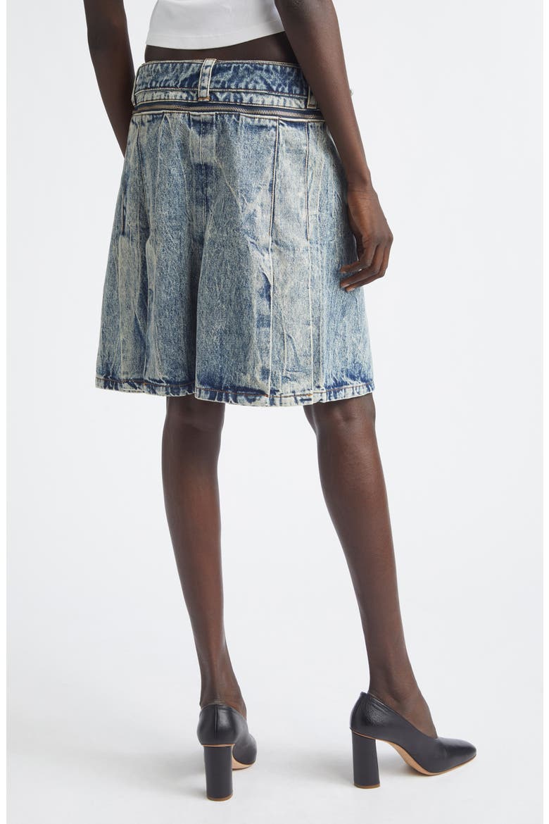 Denim Car Wash Pleated Skirt, Alternate, color, BLUE