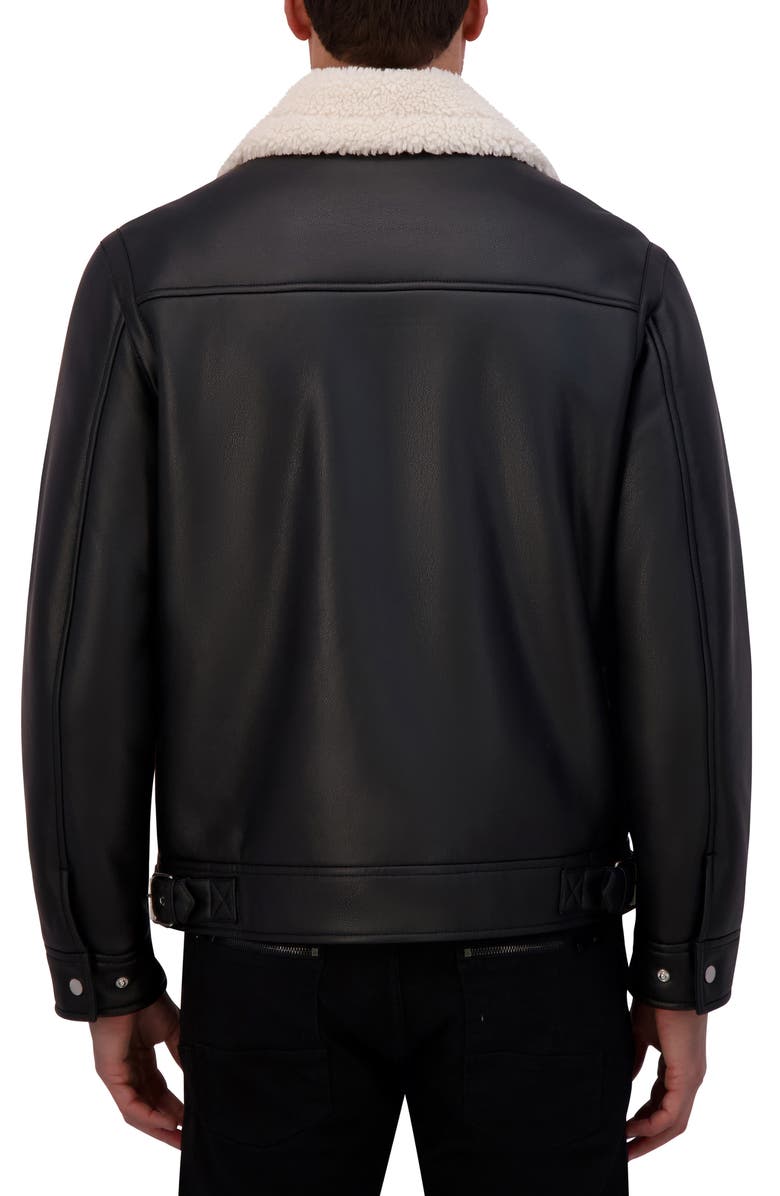 Kenneth Cole New York Faux Shearling Moto Jacket, Alternate, color, Black