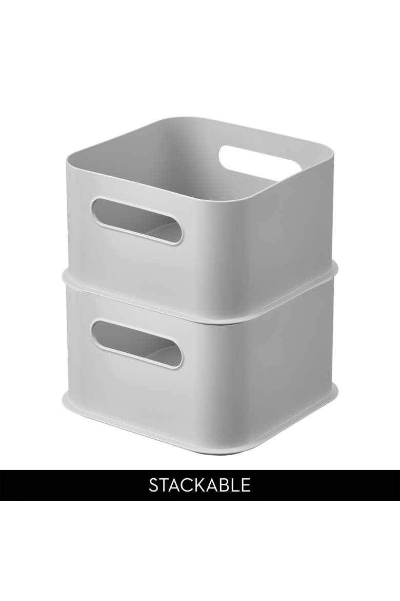 Storage Bins with Handles - Organize Kitchen, Bathroom, or Home Office - Set of 4 - Gray, Alternate, color, Gray