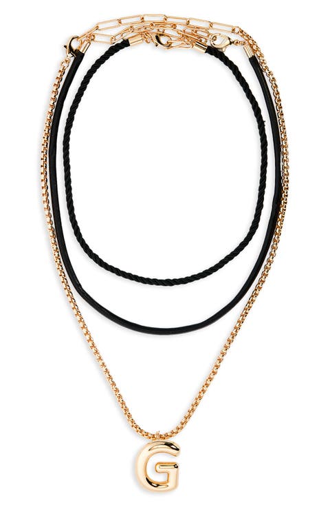 Set of 3 Interchangeable Initial Pendant Necklaces