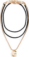 Open Edit Set of 3 Interchangeable Initial Pendant Necklaces