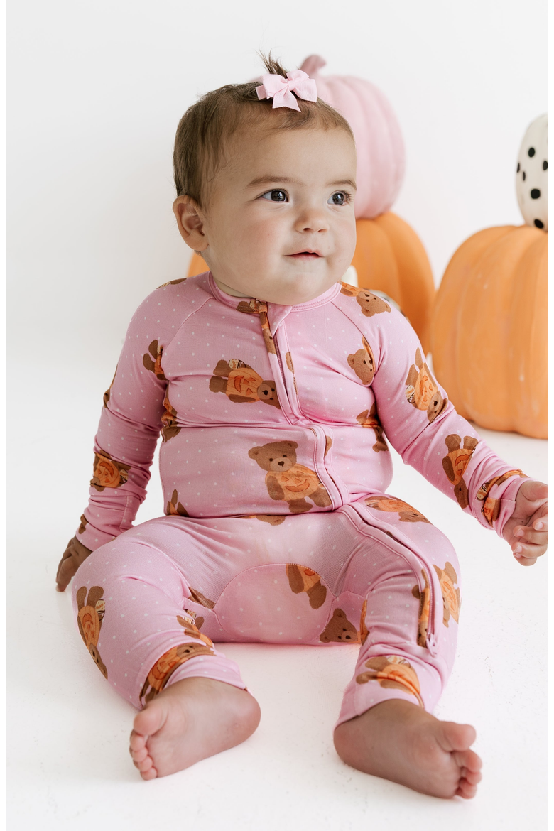 Polka Dot Little Boo Bear Romper, Alternate, color, Pink