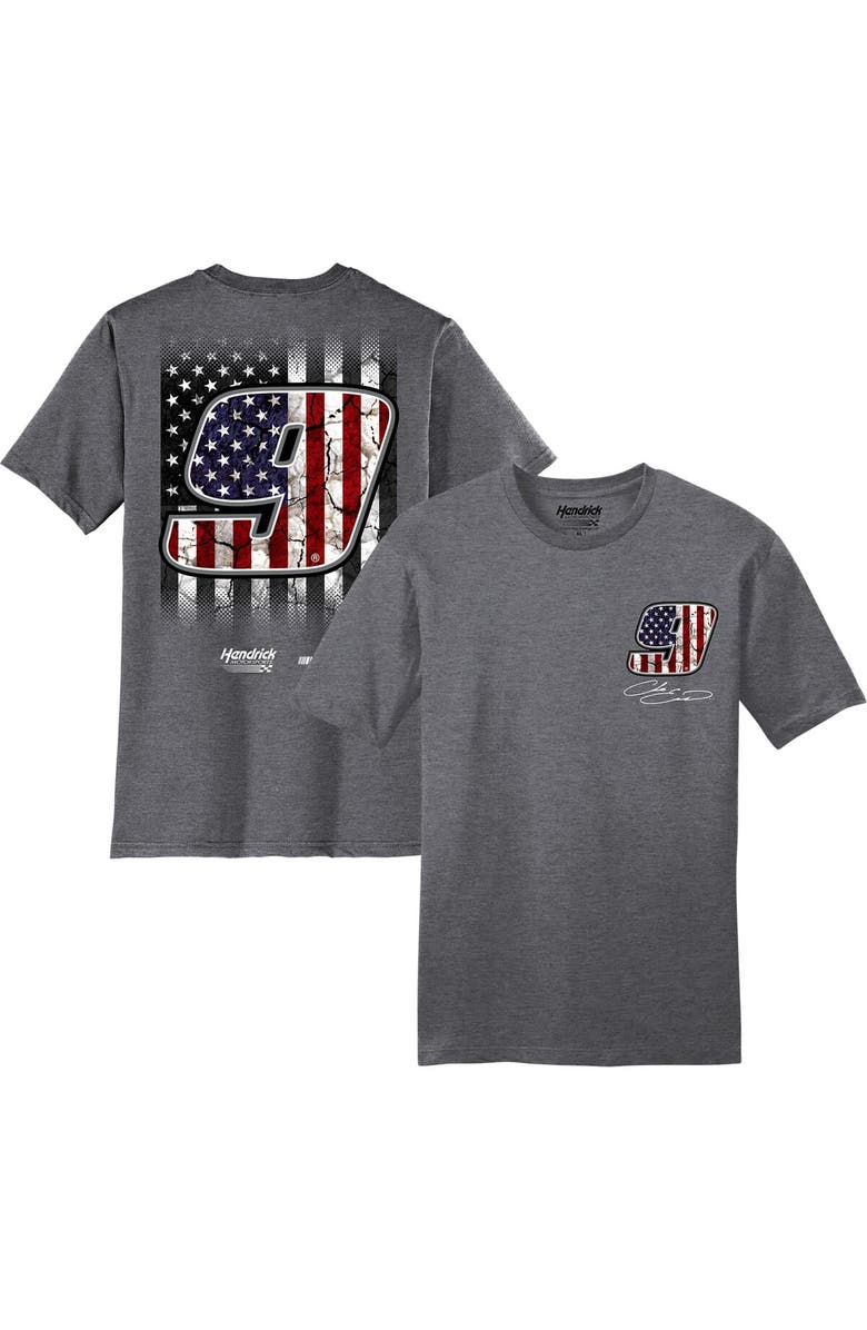 HENDRICK MOTORSPORTS TEAM COLLECTION Men's Hendrick Motorsports Team Collection Heather Charcoal Chase Elliott Flag T-Shirt, Main, color, 