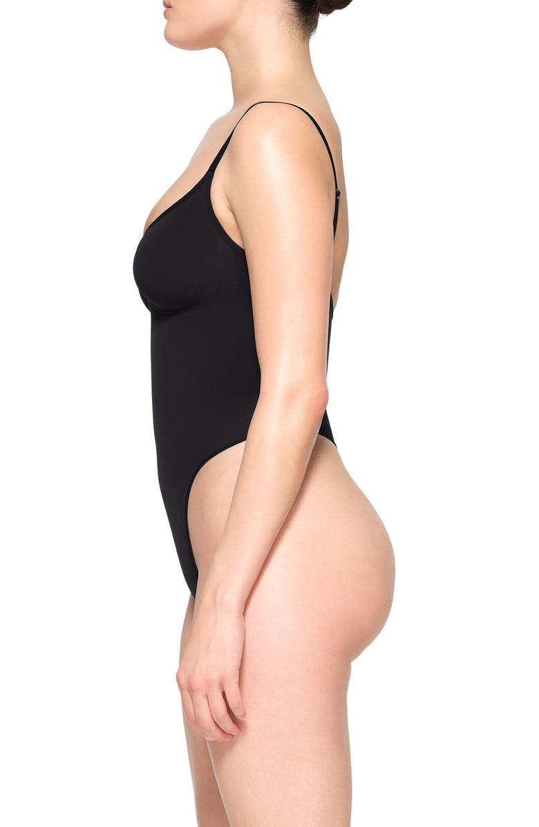 SKIMS Seamless Sculpt Thong Bodysuit, Alternate, color, Onyx