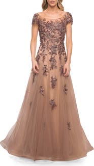 La Femme Gorgeous Beaded and Tulle A-line Gown