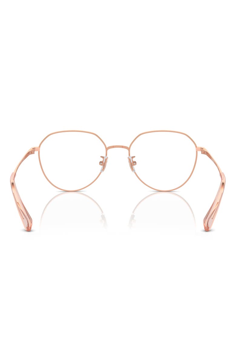 COACH 53mm Rectangular Optical Glasses, Alternate, color, Shiny Rose Gold / Demo Lens