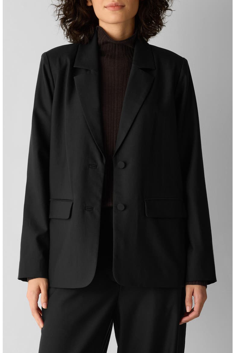 Wool Long Blazer, Main, color, BLACK