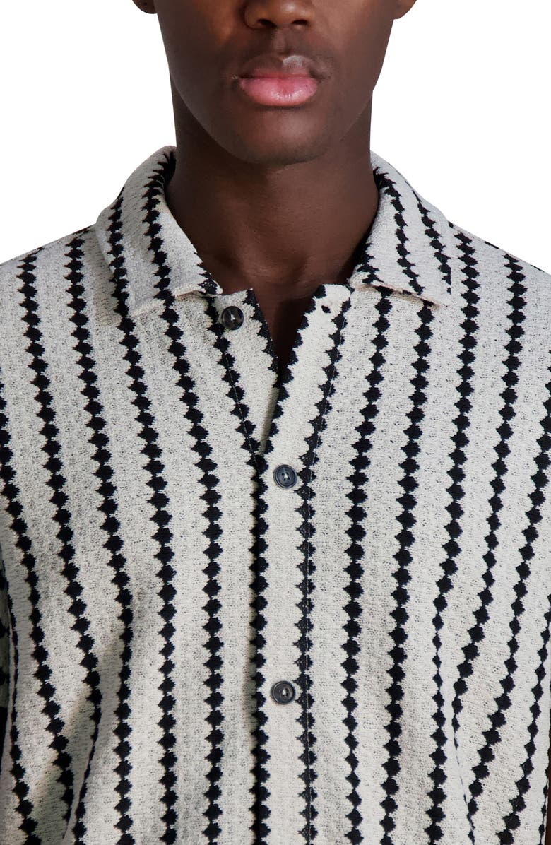 KARL LAGERFELD PARIS Stripe Sweater Knit Button-Up Shirt, Alternate, color,