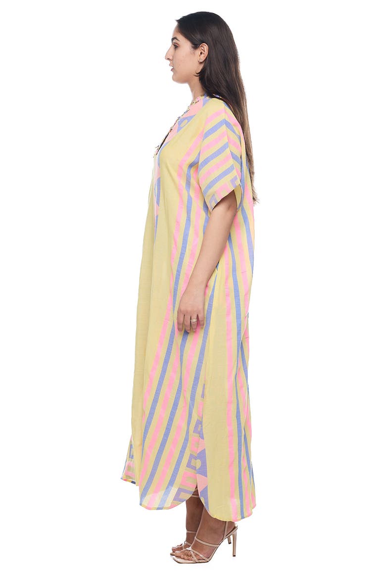 V-Neck Cotton Caftan, Alternate, color, YELLOW