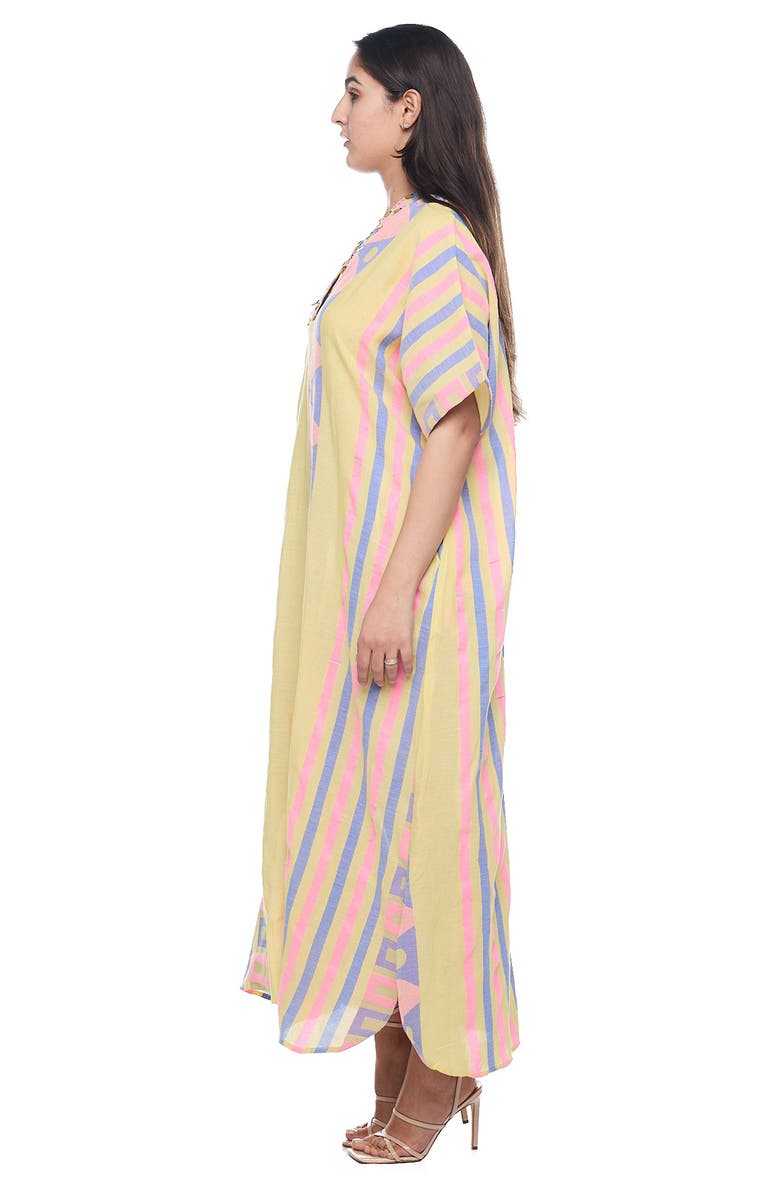 RANEES V-Neck Cotton Caftan, Alternate, color, Yellow