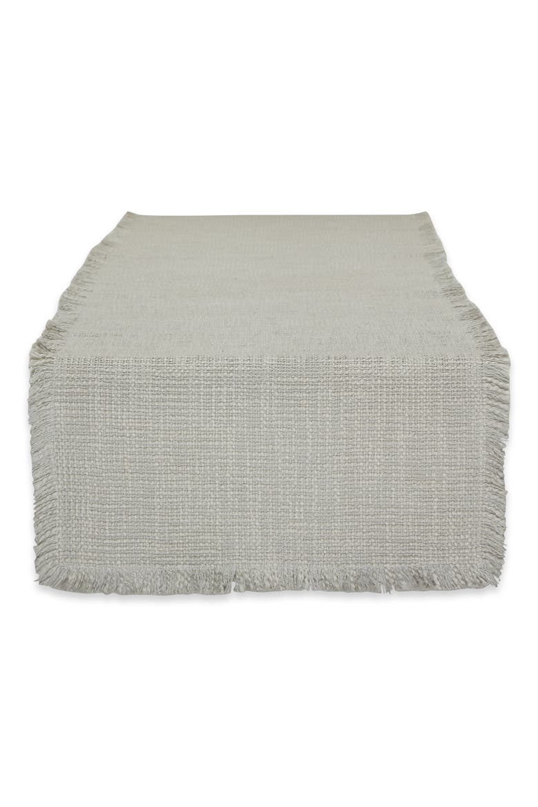 Basket Fringe Table Runner 14.5x72", Main, color, Light Rain
