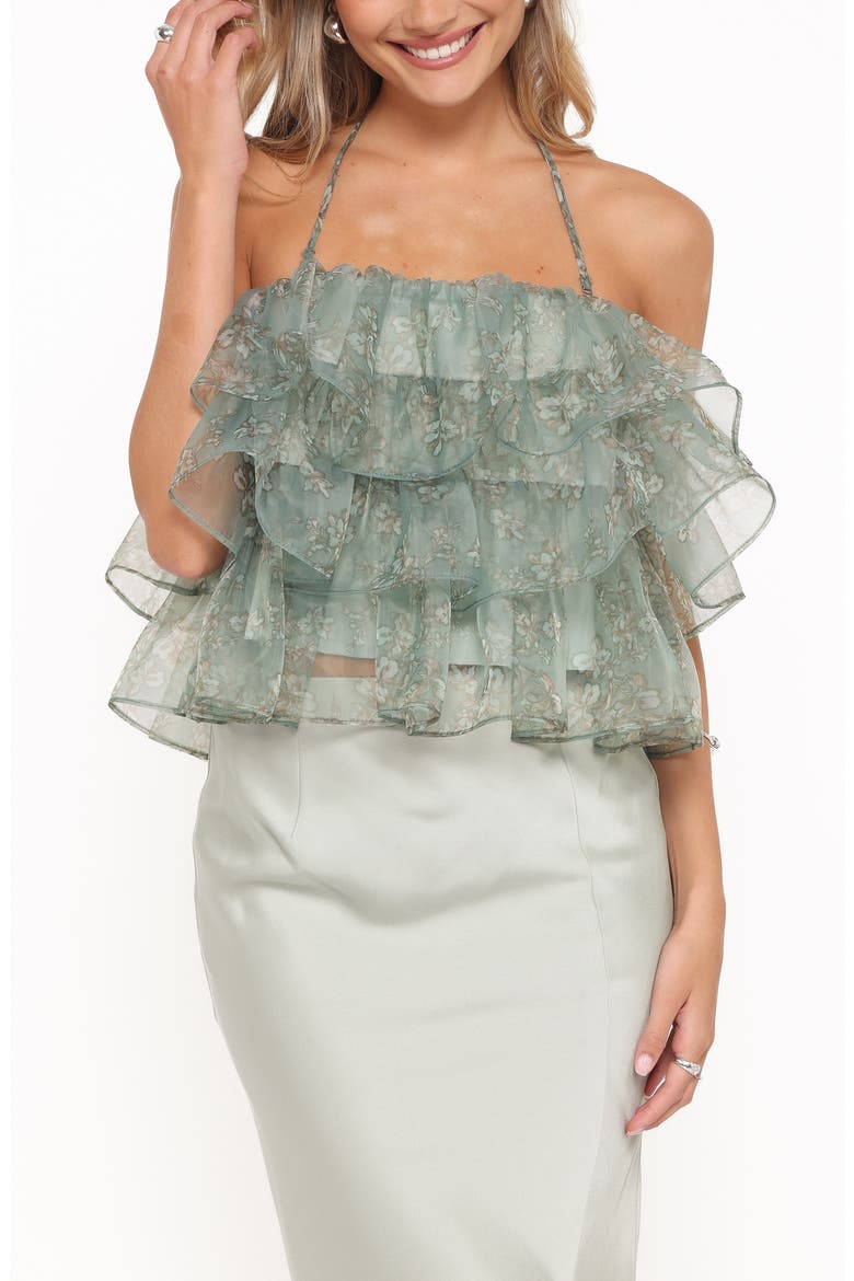 Taelya Flounce Halter Top, Main, color, MINT GREEN FLORAL