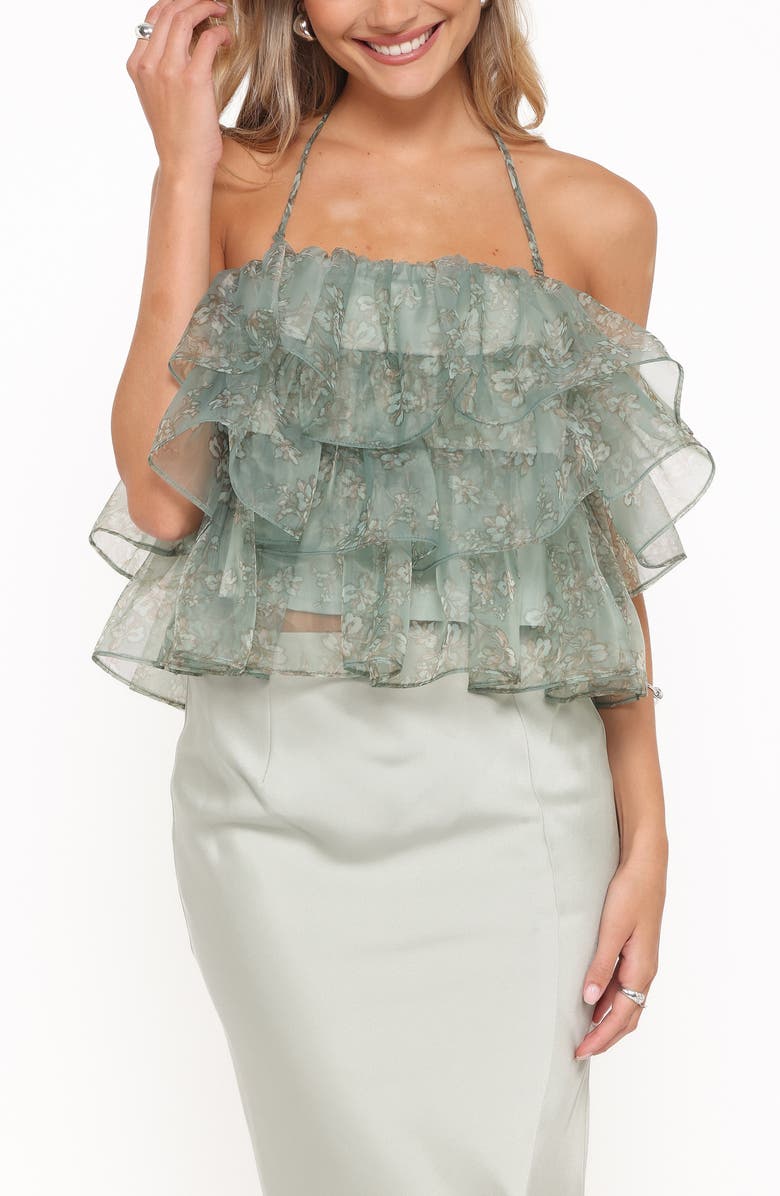 Petal & Pup Taelya Flounce Halter Top, Main, color, Mint Green Floral