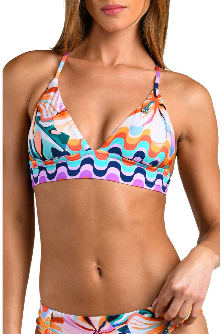 Untamed Tropics Racerback Bikini Top, Main, color, PURPLE MULTI