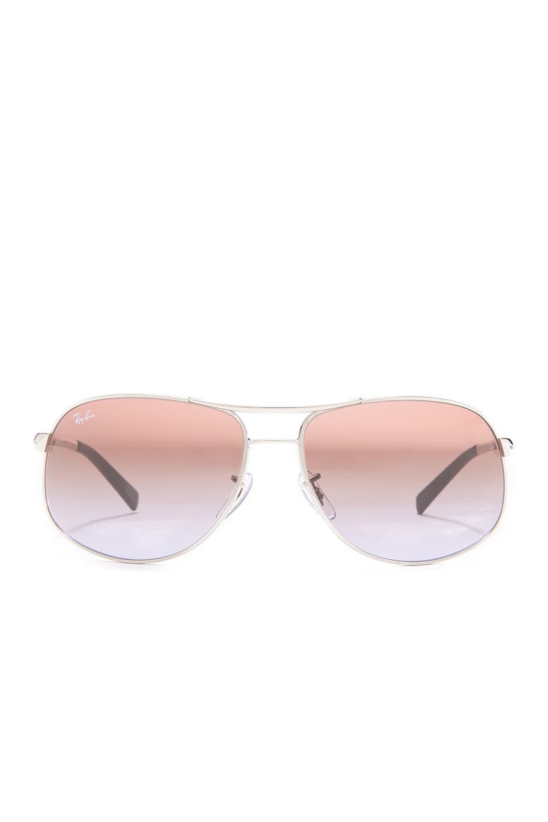54mm Gradient Pilot Sunglasses, Alternate, color, SILVER