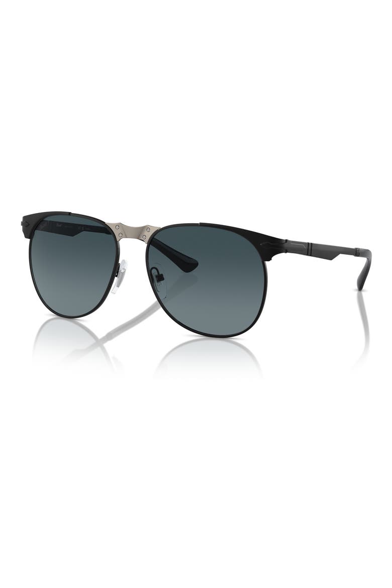 57mm Polarized Pilot Sunglasses, Alternate, color, BLACK