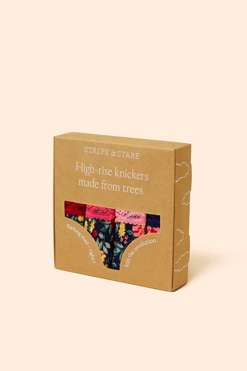 Stripe & Stare High Rise Knicker Four Pack In Multi