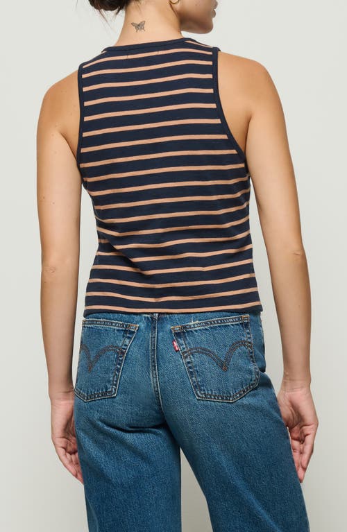 Nation Ltd Abbie Sleeveless Knit Button-up Shirt In Latte Stripe
