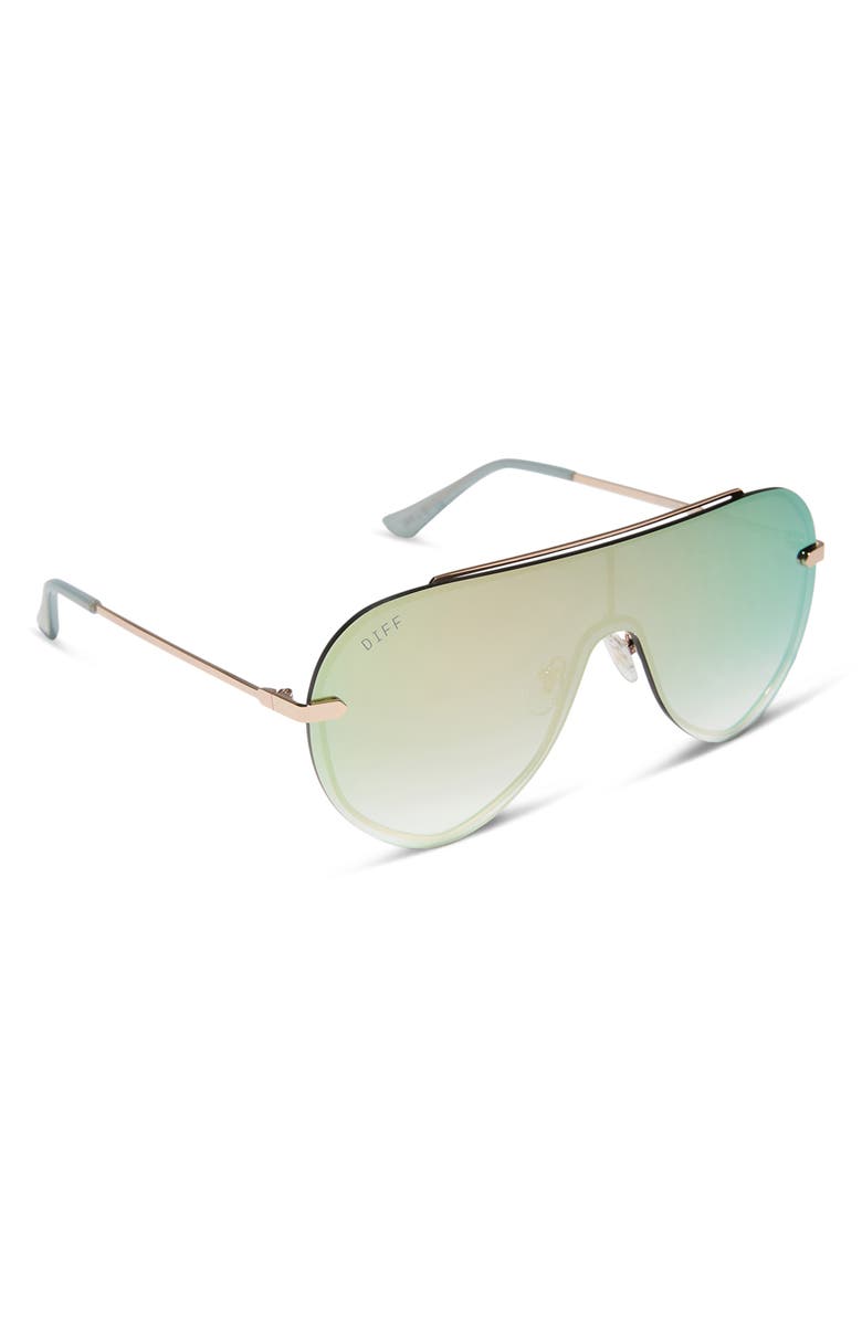 DIFF 63mm Leilani Shield Sunglasses, Alternate, color, Champagne
