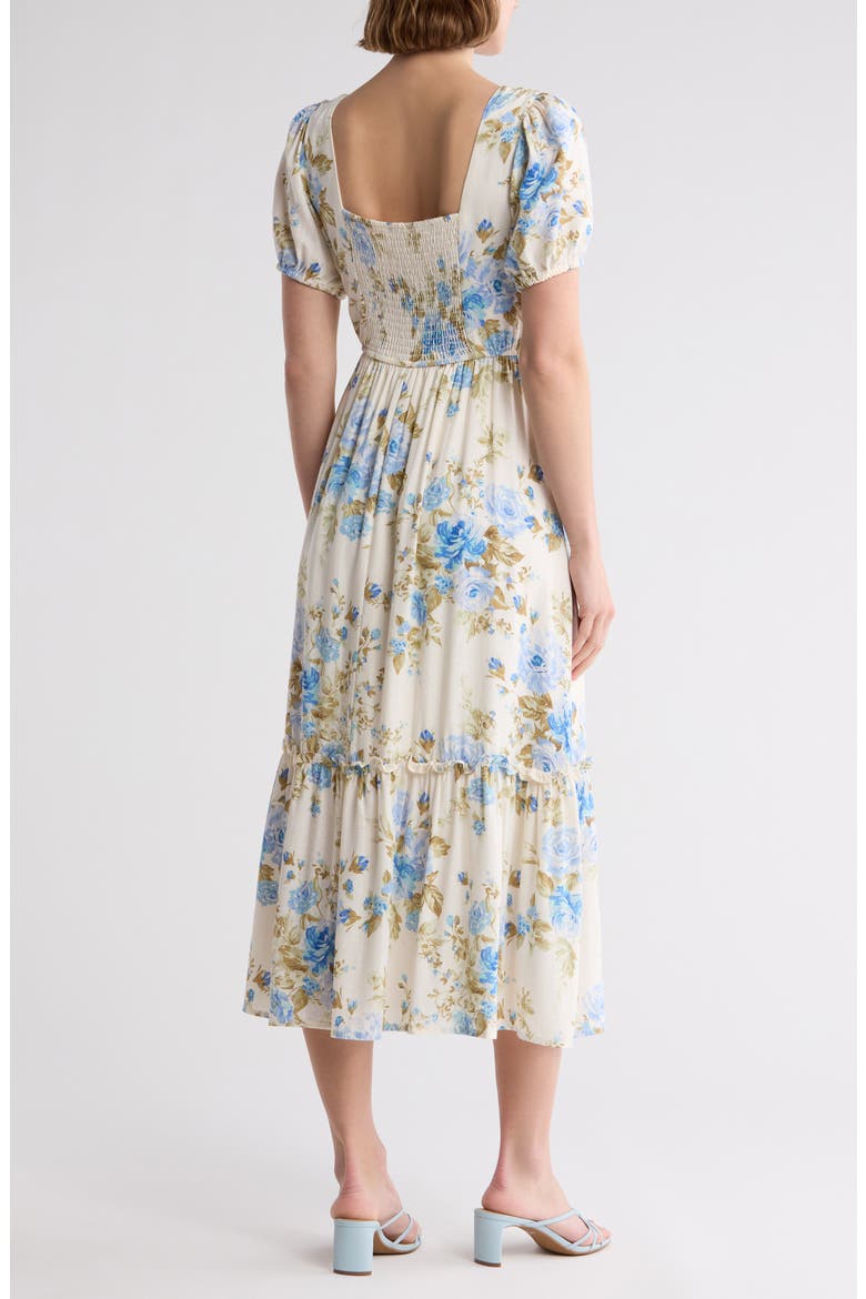 Floral Midi Dress, Alternate, color, BLUE MULTI