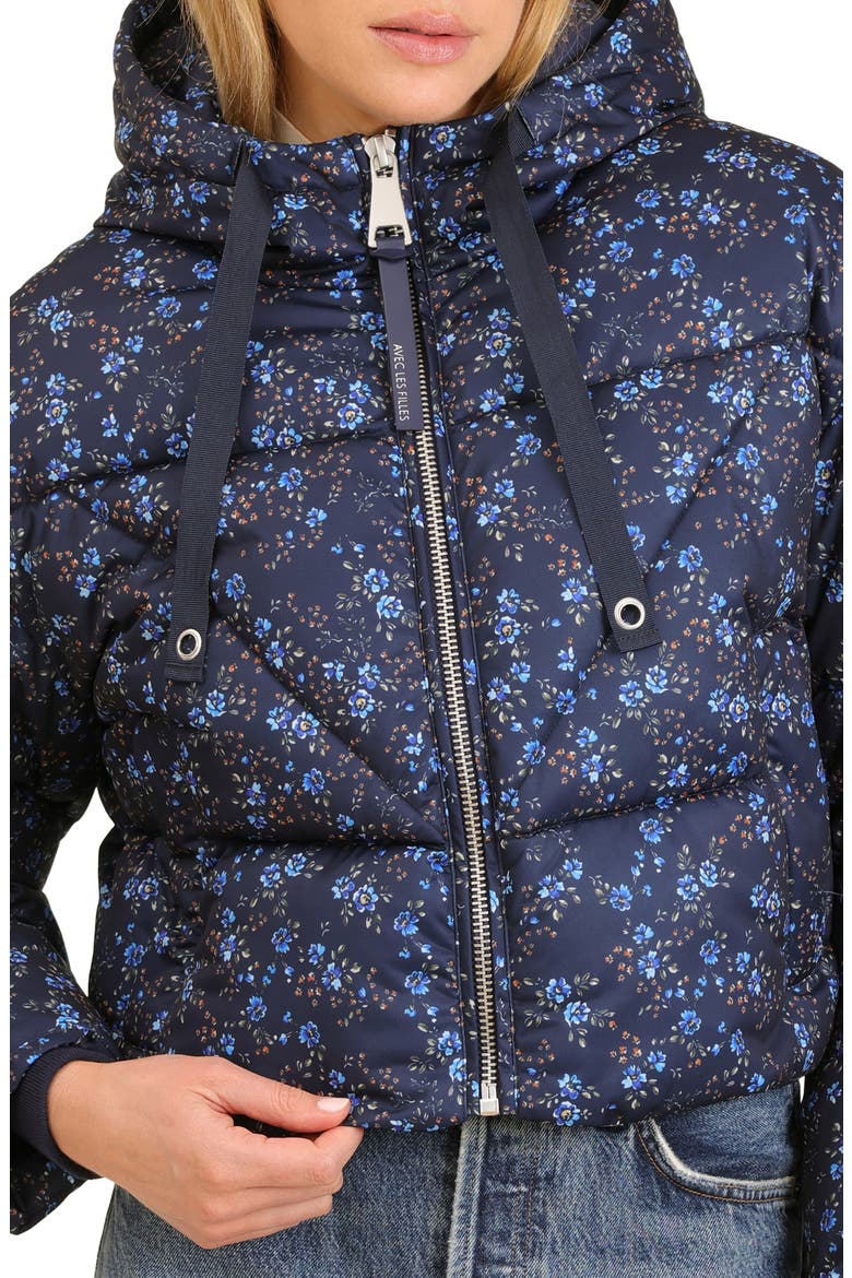 Cropped Hooded Puffer Coat, Alternate, color, AUTUMN DITSY