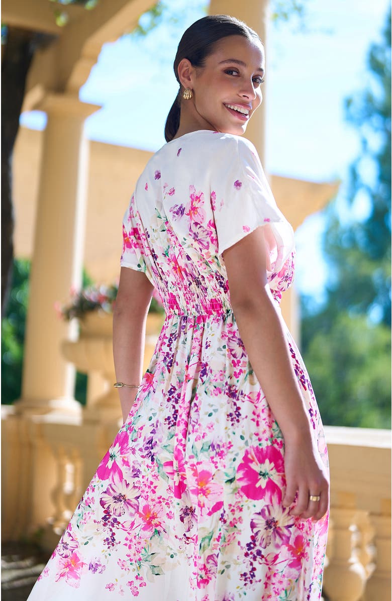 Yumi Floral Print Midi Dress, Alternate, color, Pink