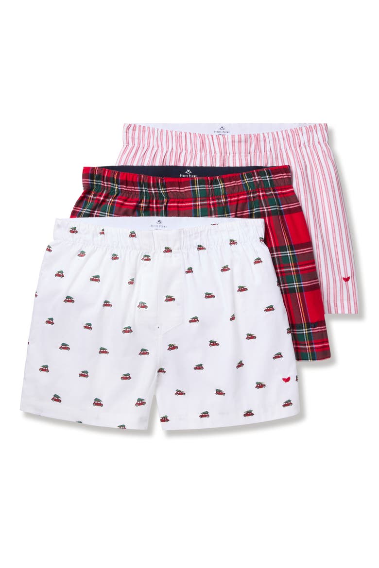Holiday Assorted 3-Pack Cotton Twill Boxers, Alternate, color, RED