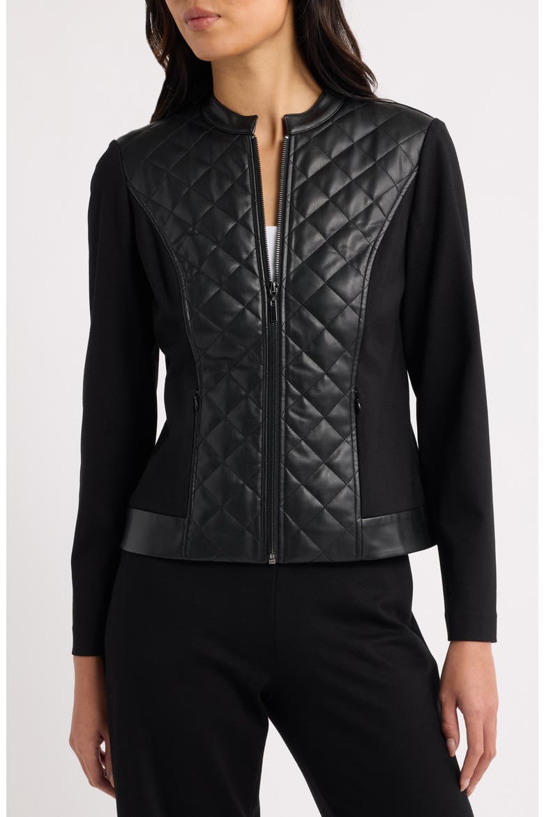Quilted Faux Leather Moto Jacket, Alternate, color, ANNE BLACK