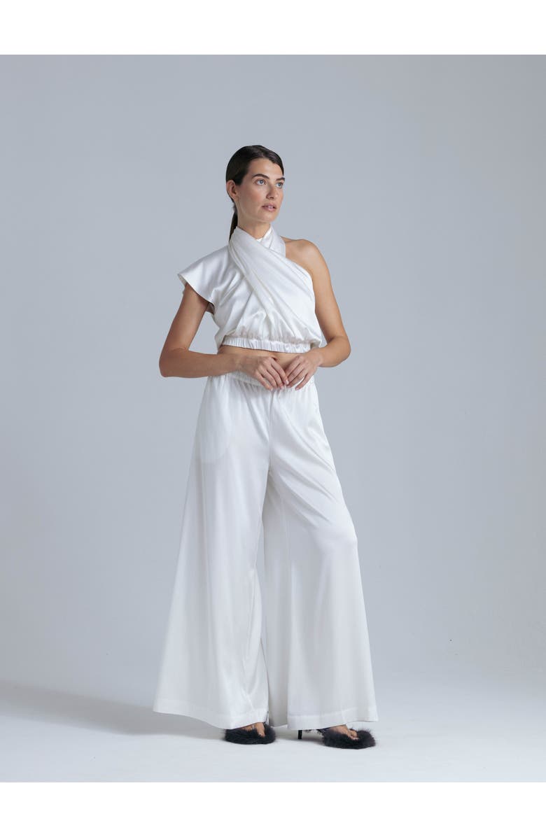 Alas Silk Palazzo Pants, Alternate, color, Milk White