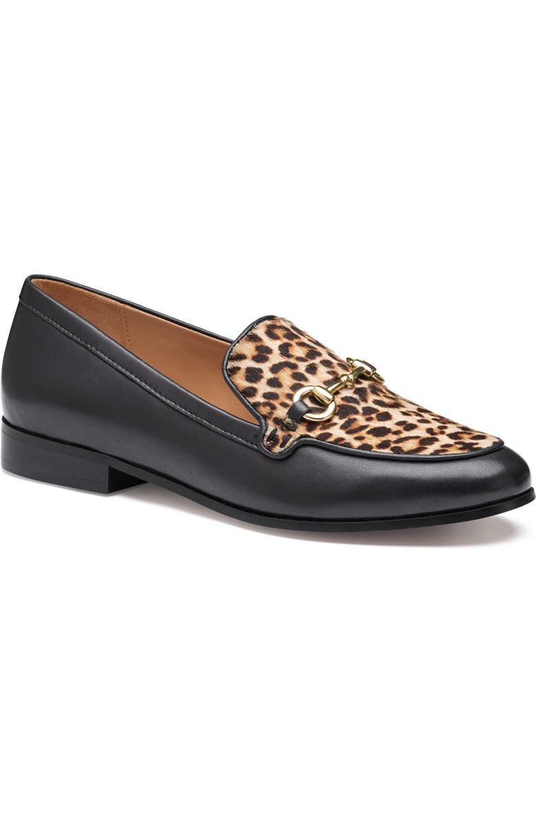 Johnston & Murphy Ali Genuine Calf Hair Bit Loafer, Main, color, Black Leopard