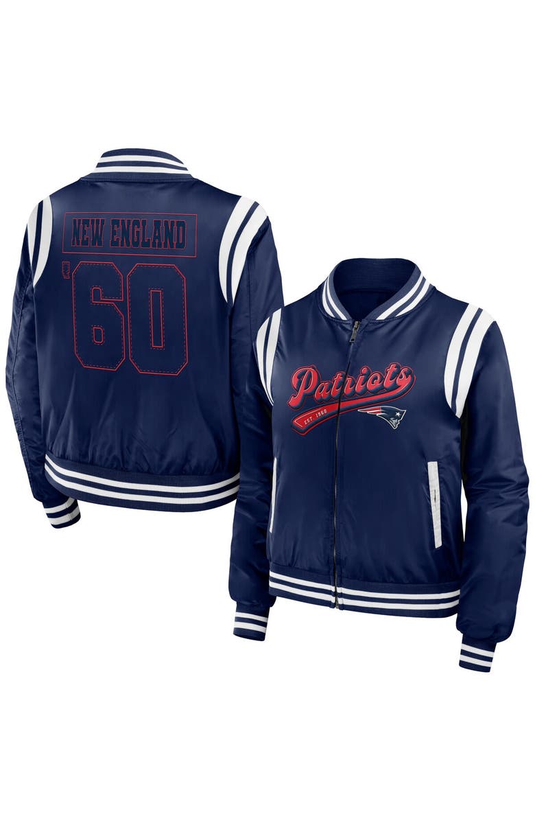 WEAR by Erin Andrews Women's WEAR by Erin Andrews Navy New England Patriots Bomber Full-Zip Jacket, Alternate, color, Navy