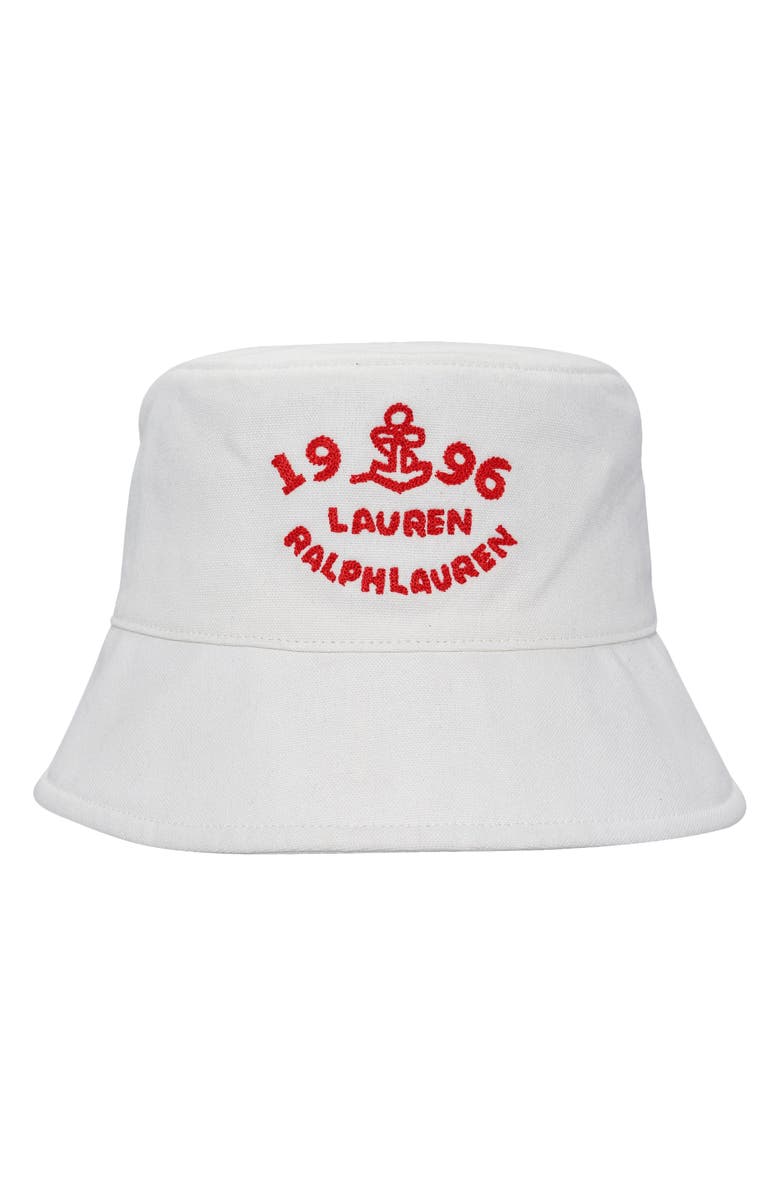 Lauren Ralph Lauren Embroidered Logo Bucket Hat, Main, color, Cream