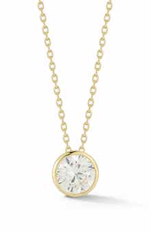 GLAZE JEWELRY 14K Gold Plate Round Solitaire Pendant Necklace