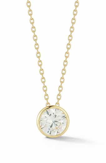 GLAZE JEWELRY 14K Gold Plate Round Solitaire Pendant Necklace