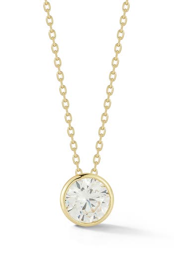 Glaze Jewelry 14k Gold Plate Round Solitaire Pendant Necklace In Gold