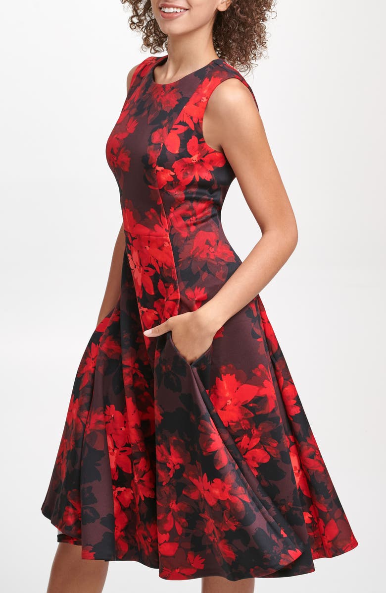 Calvin Klein Floral Fit & Flare Dress, Alternate, color, 