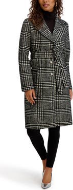 Kensie Plaid Trench Coat