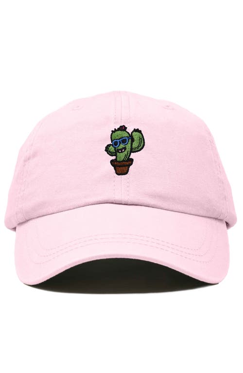 Dalix Cactus Embroidered Casual Cap In Washed Pink